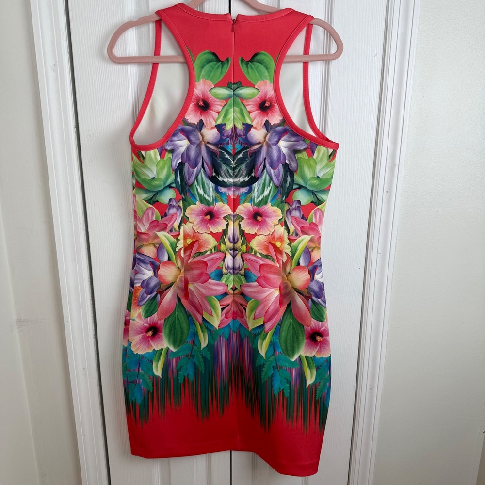 Laundry by Shelli Segal Tropical Floral Print Scuba Dress Large Body Con Resort - Picture 7 of 9